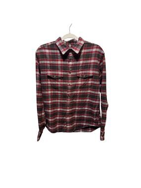 UNTUCKit Men's Large Manning Button Down Shirt Red Gray Plaid Long Sleeve Cotton